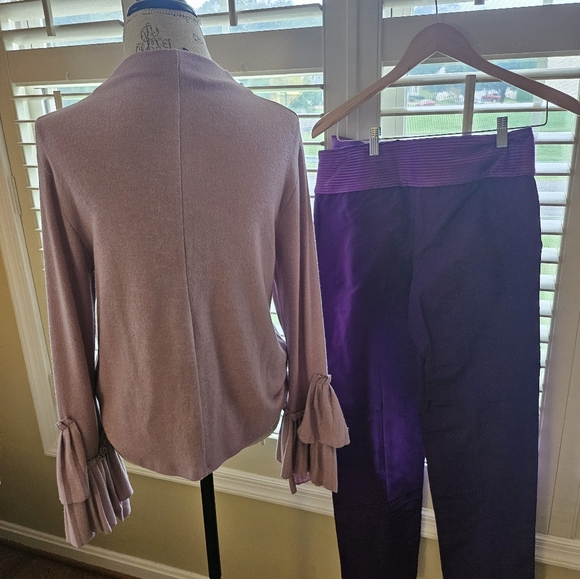 Vtg Violet Tuxedo Waist Trouser Pants Escada Deadstock Romeo Sleeve Sweater Set - Picture 11 of 13